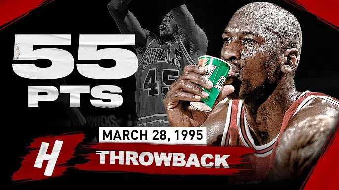 迈克尔·乔丹1995年3月28日对阵尼克斯砍下55分!
